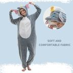 Grey Elephant Onesie Halloween Costume for Adults