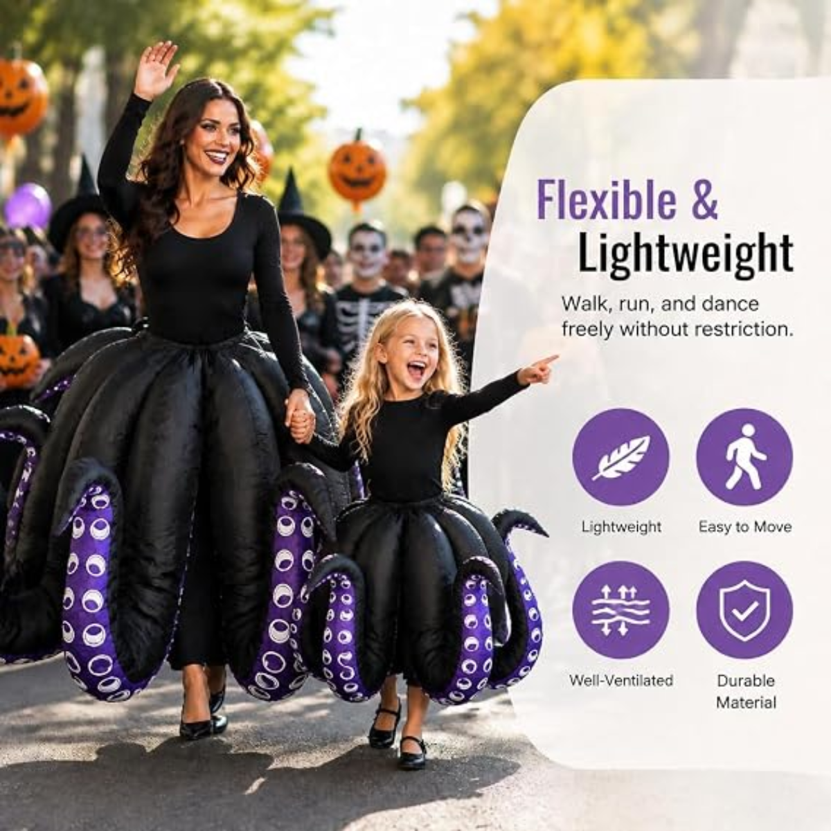 Black Purple Inflatable Octopus Halloween Costume