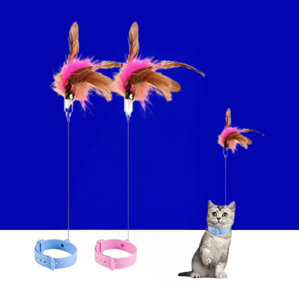 Adjustable Cat Collar Feather Teaser Toy with Bell