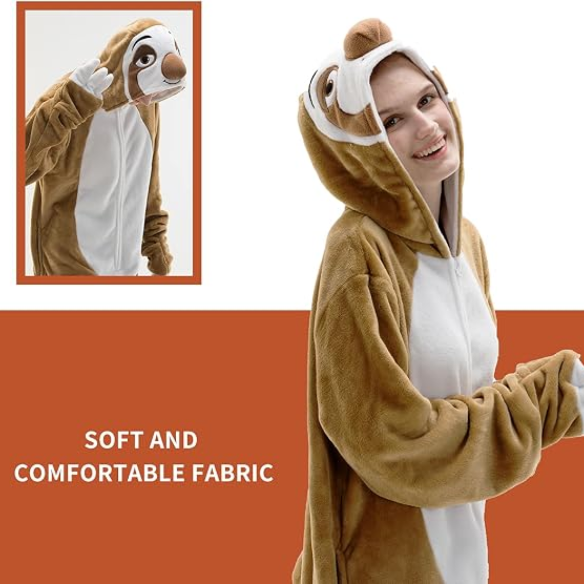 Sloth Animal Onesie Halloween Costume for Adults