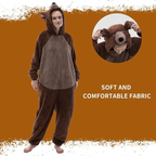 Brown Animal Onesie Halloween Costume for Adults