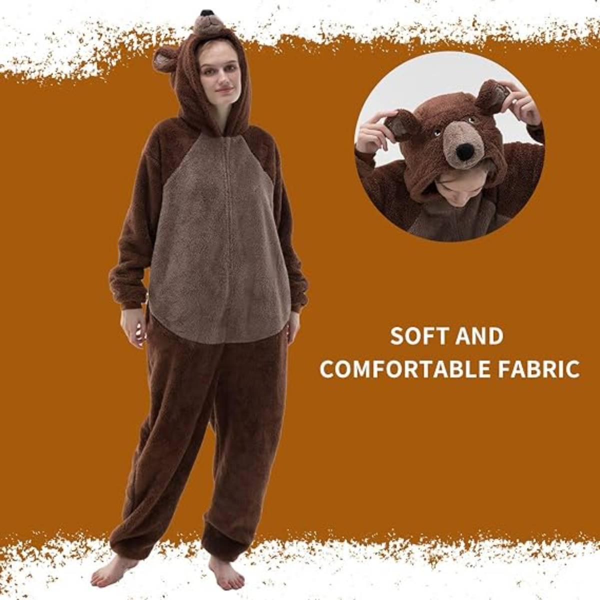 Brown Animal Onesie Halloween Costume for Adults