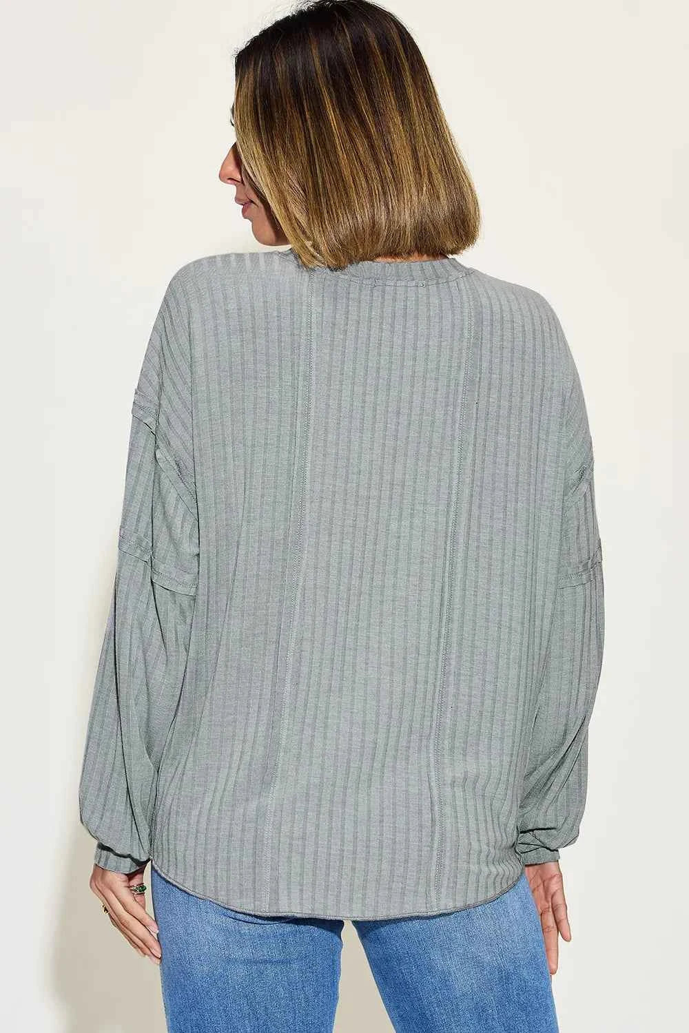 Basic Bae Full Size Ribbed Round Neck Long Sleeve T-Shirt