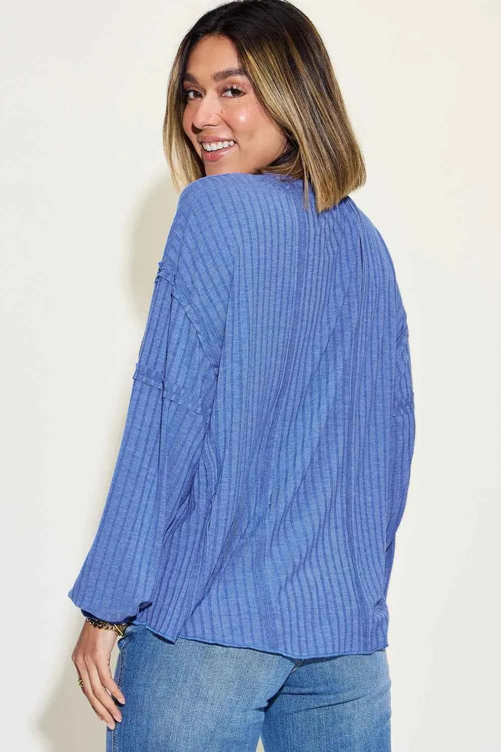 Basic Bae Full Size Ribbed Round Neck Long Sleeve T-Shirt