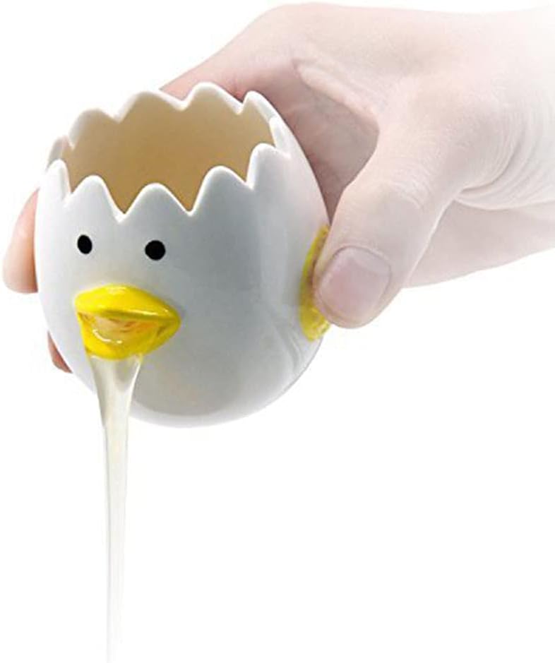 LuoCoCo Cute Egg Separator, Ceramics Vomiting Chicken Egg Yolk White Separator, Practical Household Small Egg Filter Splitter, Kitchen Gadget Baking Assistant Tool, Dishwasher Safe