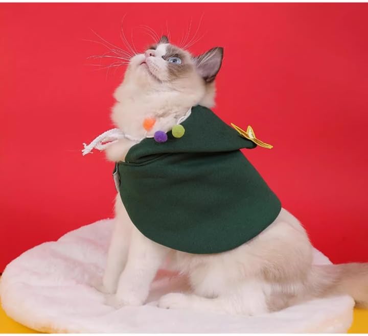 ANIAC Pet Christmas Costume – Cozy Cloak & Hat Set for Cats and Small Dogs