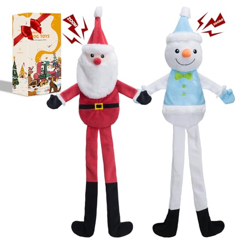 Squeaky Christmas Dog Toys – 2 Pack Plush Crinkle Set