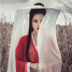 zonzxcv Handmade Chinese Ancient Chivalrous Heroine Bamboo Hat with Veil White