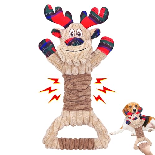 Motsamla Christmas Dog Toy – Plush Squeaky Reindeer with Crinkle Paper
