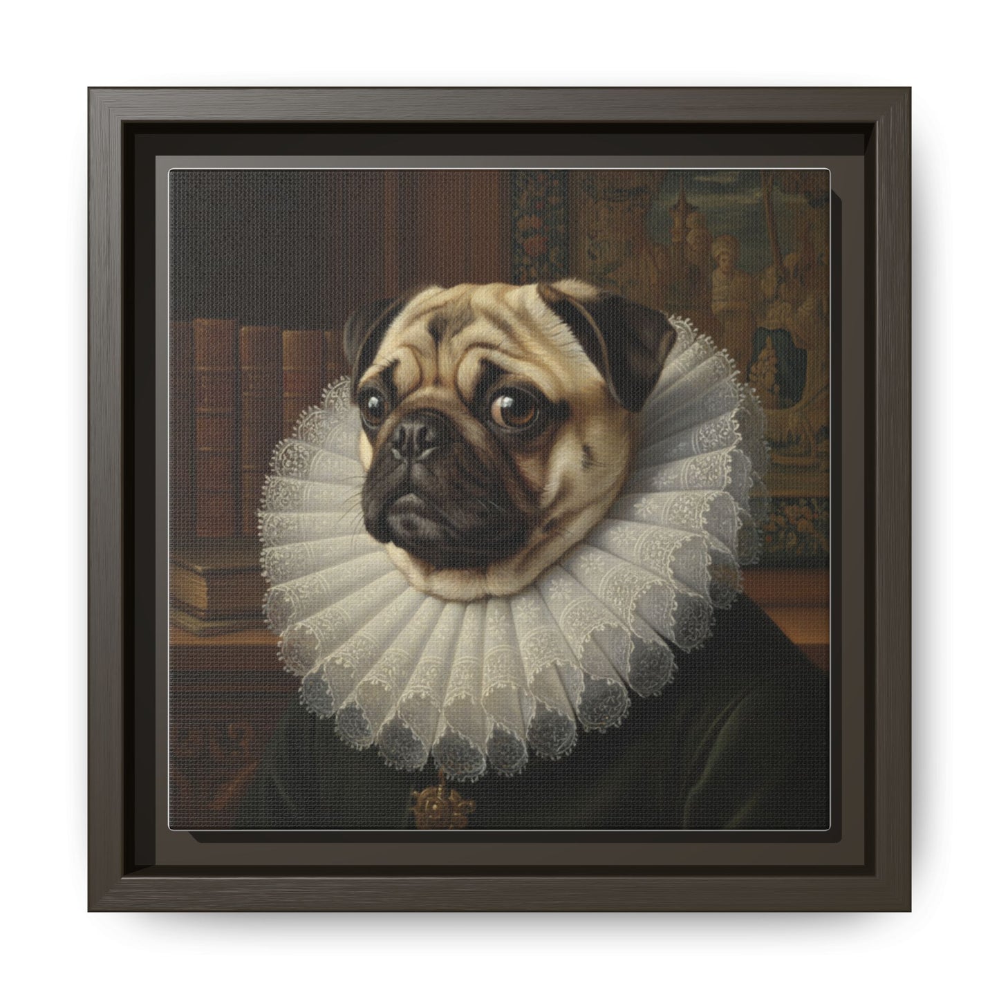 Custom Whimsical Pug Portrait Canvas, Cute Dog Art Print, Pet Lover Gift, Home Decor, Fun Wall Art, Quirky Dog Painting