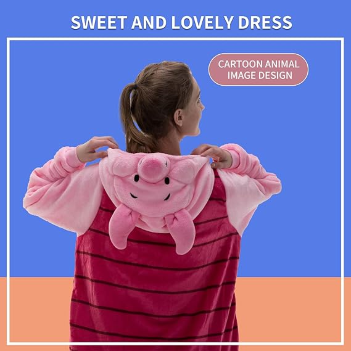 Pink Red Animal Onesie Halloween Costume for Adults