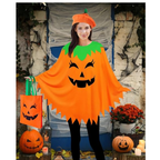 Women's Pumpkin Halloween Costume Poncho Set