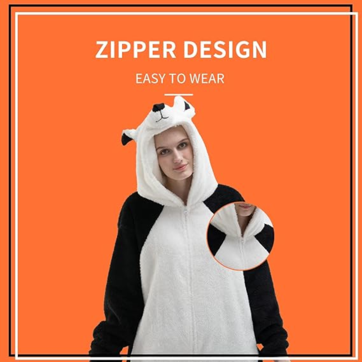 White Black Animal Onesie Halloween Costume for Adults