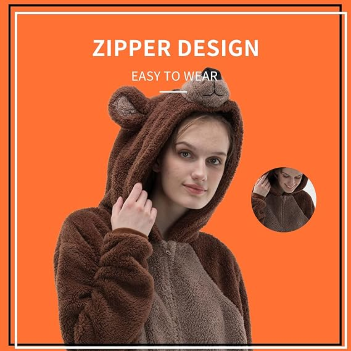 Brown Animal Onesie Halloween Costume for Adults