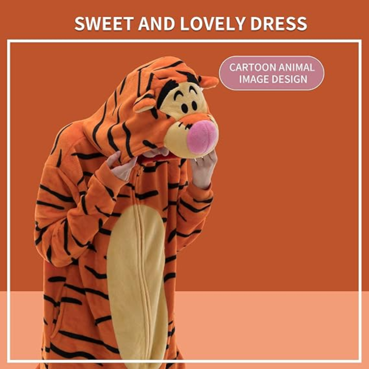Orange Animal Onesie Halloween Costume for Adults