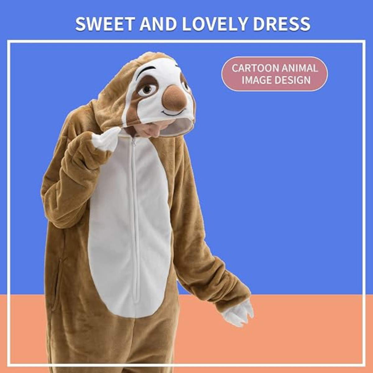 Sloth Animal Onesie Halloween Costume for Adults
