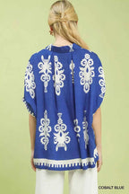 Umgee Abstract Print Button Down Short Sleeve Shirt