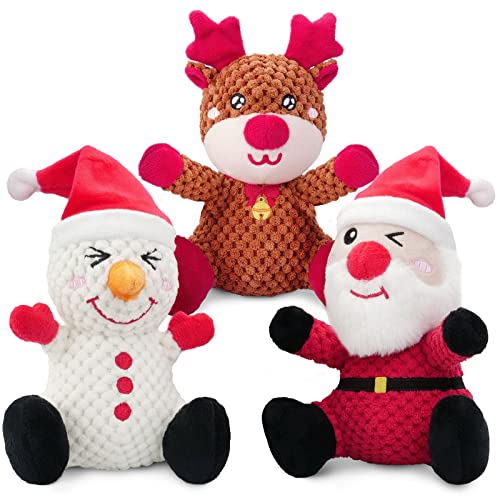 Christmas Dog Squeaky Toys 3-Pack Plush Chew Set