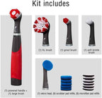 Rubbermaid Reveal Power Scrubber 18-Piece Kit, Cordless Electric Battery Powered Scrub Brush, Water Resistant, for Home/Kitchen/Bathroom/Grout/Tile/Shower/Tub