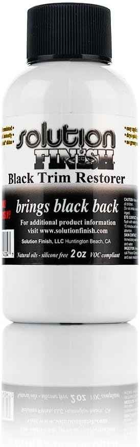 Solution Finish - Black Plastic & Vinyl Trim Restorer - Use for Car and Truck Detailing, No Wet Look, Instantly Revives Color to Trim, Bumpers, Mud Flaps, Etc., Black