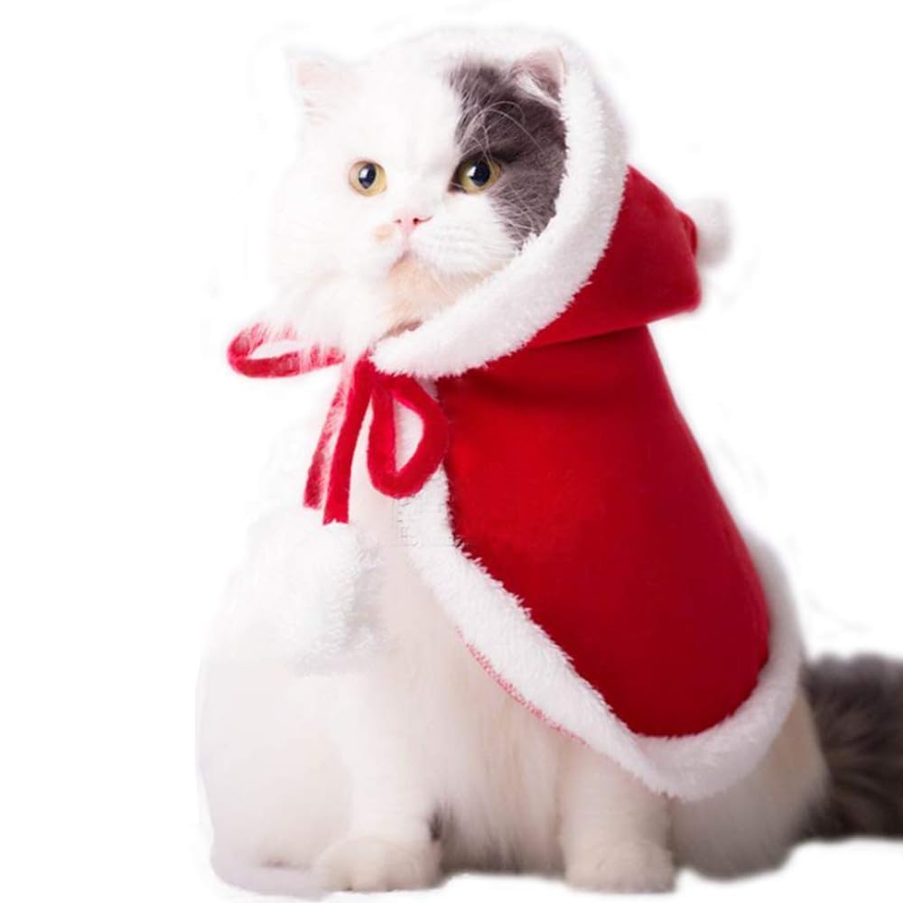 ANIAC Pet Christmas Costume – Cozy Cloak & Hat Set for Cats and Small Dogs