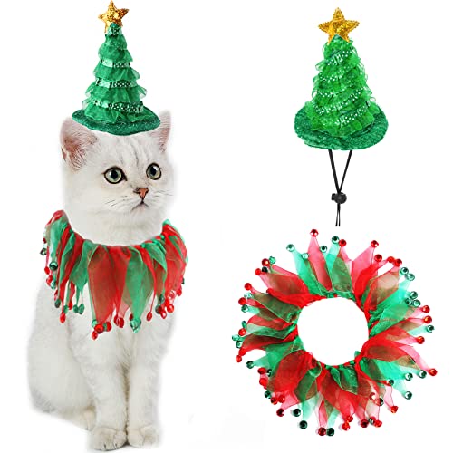 Cat & Small Dog Christmas Costume – Green Hat & Tutu Collar