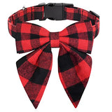 Christmas Dog Collar with Bow Tie – Plaid Adjustable Collar for Pets