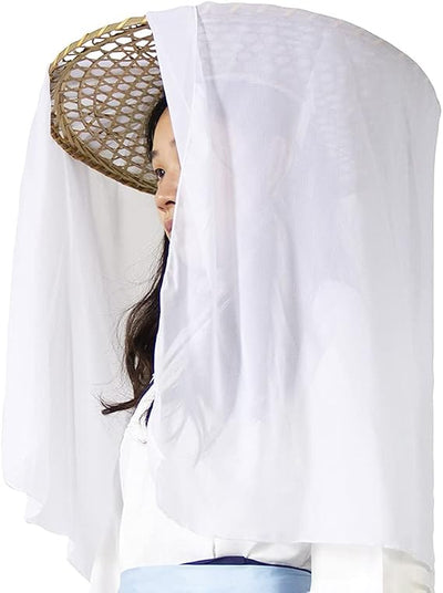 zonzxcv Handmade Chinese Ancient Chivalrous Heroine Bamboo Hat with Veil White