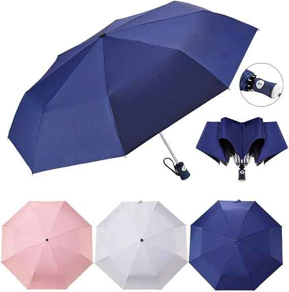 Sun Umbrella Compact Folding Travel Umbrella Auto Open and Close for Windproof, Rainproof & 99.9% UV Protection Parasol with Black Anti-UV Coating