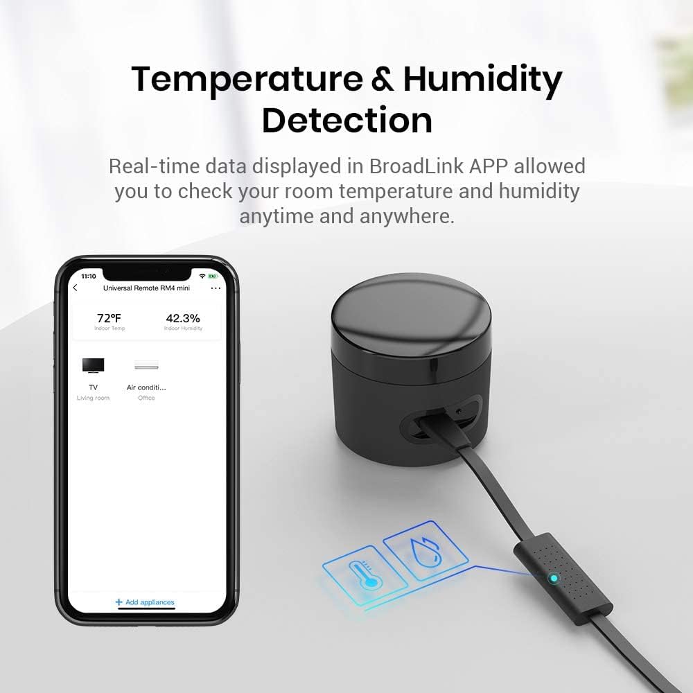 BroadLink RM4mini Smart Remote Hub - WiFi IR Blaster for TV Remote, Smart AC Controller, Works with Alexa/Google Home/IFTTT | TV Smart Remote Works with Alexa/Google Home/IFTTT, 360° 38KHz IR Blaster, Voice Control, Only Support 2.4GHz WiFi