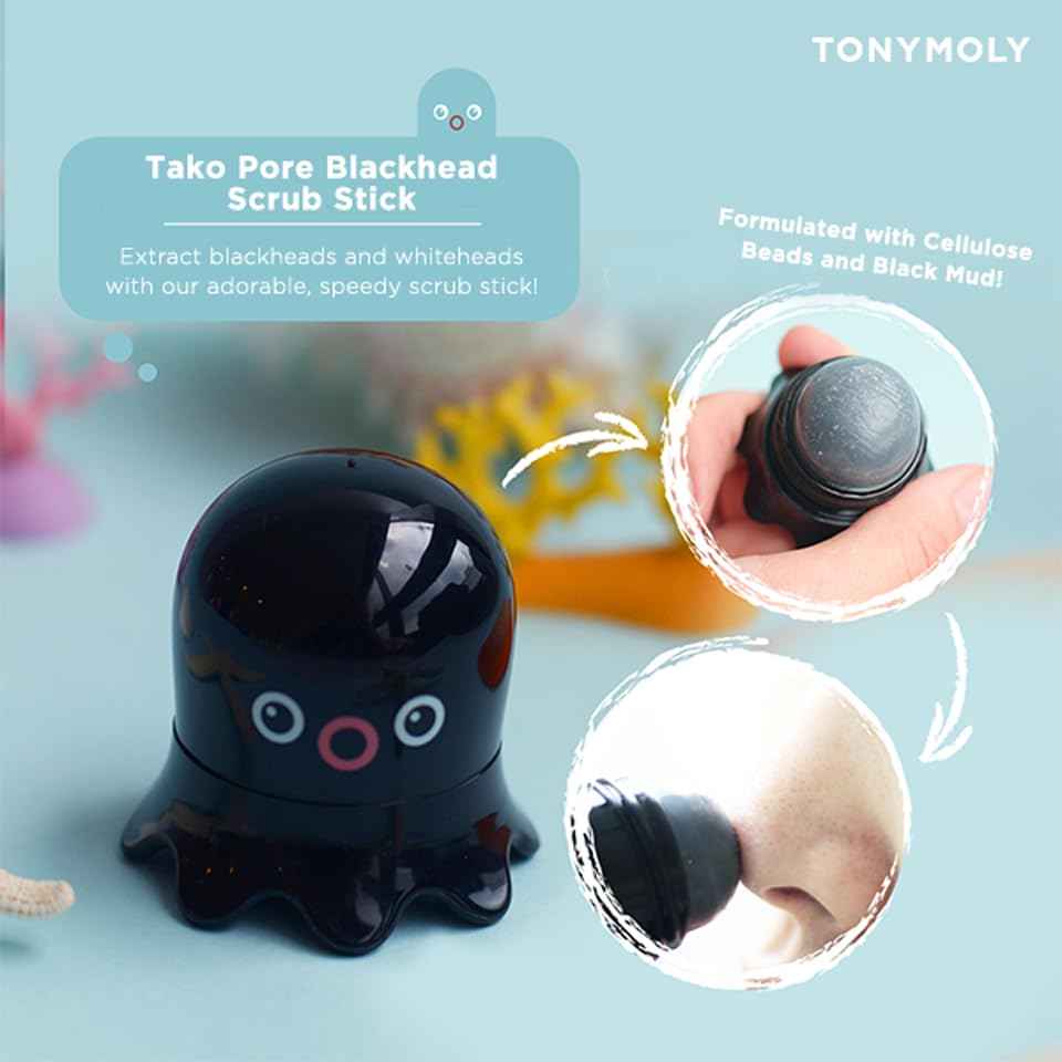 Tako Pore Blackhead Remover Scrub Stick Charcoal & Dead Sea Salt Exfoliator for Blackheads, Whiteheads, Pore Cleansing & Oil Control, 0.8 oz