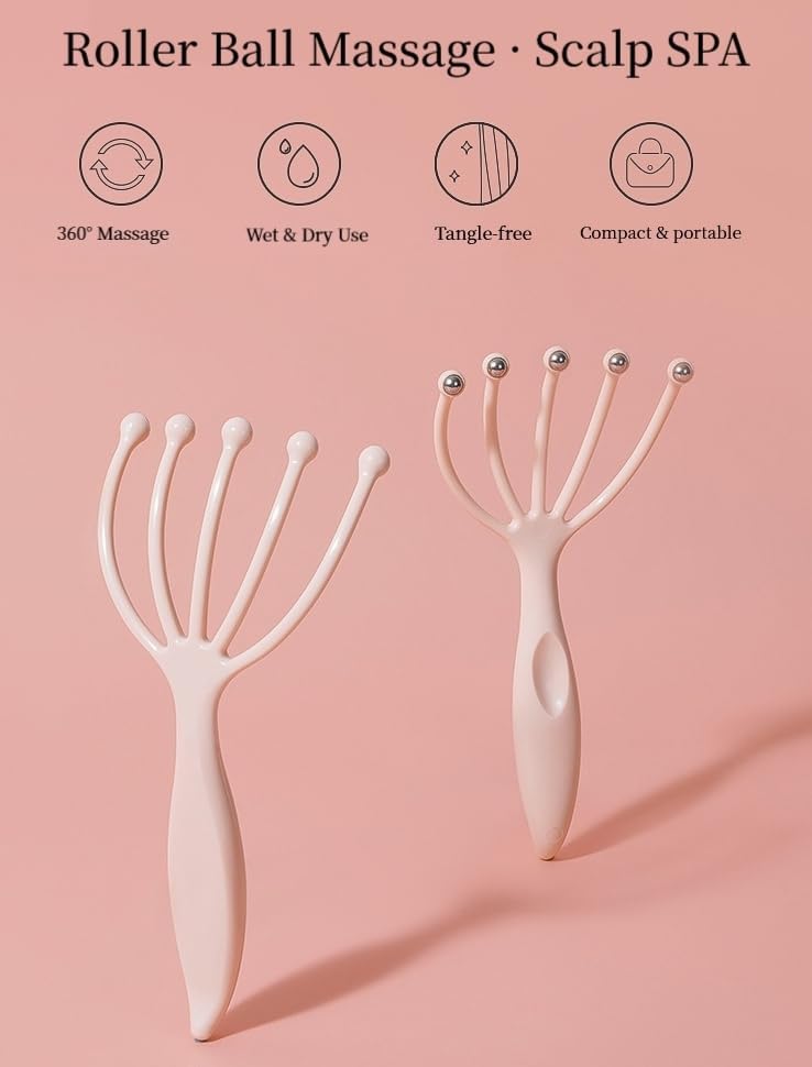 Scalp Massager & Gua Sha Tool Set - Manual Head Massager, Massage Comb for Relaxation & Stress Relief