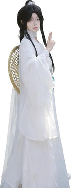 Xie Lian Cosplay Hanfu Costume, White Cotton Robe, Ancient Chinese Style
