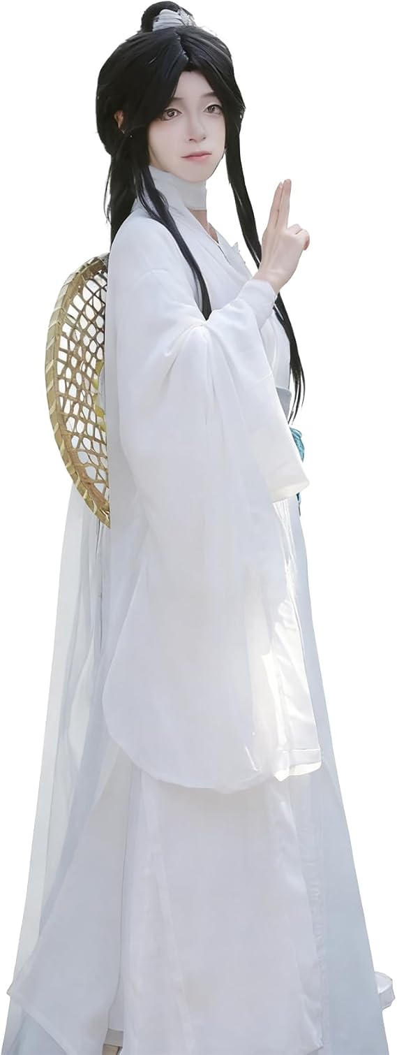 Xie Lian Cosplay Hanfu Costume, White Cotton Robe, Ancient Chinese Style