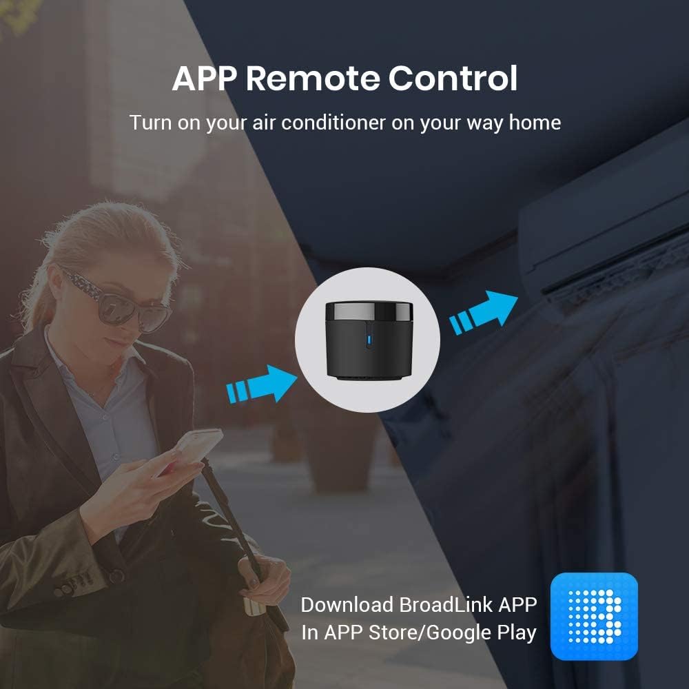 BroadLink RM4mini Smart Remote Hub - WiFi IR Blaster for TV Remote, Smart AC Controller, Works with Alexa/Google Home/IFTTT | TV Smart Remote Works with Alexa/Google Home/IFTTT, 360° 38KHz IR Blaster, Voice Control, Only Support 2.4GHz WiFi