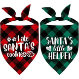 Christmas Dog Bandana Set – 2 Pack Red & Green Plaid Pet Scarf