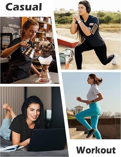 Kinglaman 4 Pack Women Basic T Shirts Tees Workout Short Sleeve Casual Tops | Loose fit, Crew neck, Athletic gym tops, Soft fabric for daily workout wear