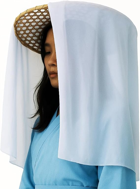 zonzxcv Handmade Chinese Ancient Chivalrous Heroine Bamboo Hat with Veil White