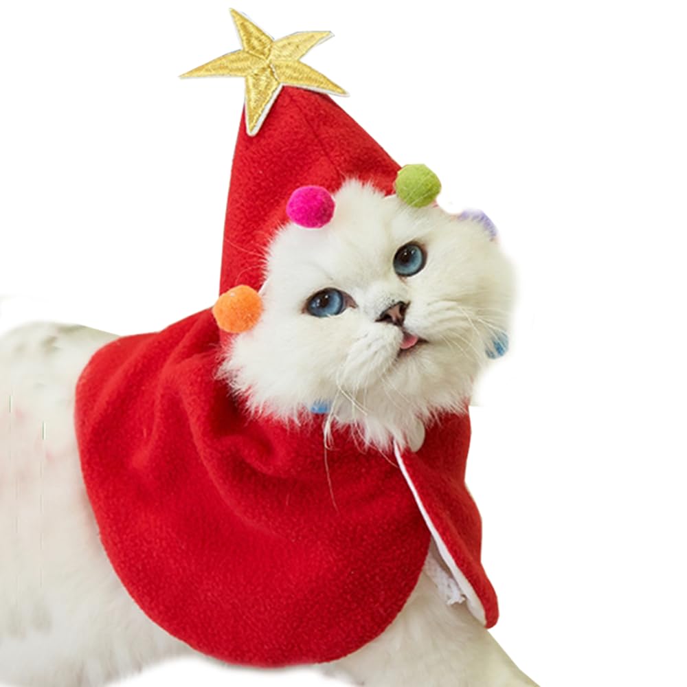 ANIAC Pet Christmas Costume – Cozy Cloak & Hat Set for Cats and Small Dogs