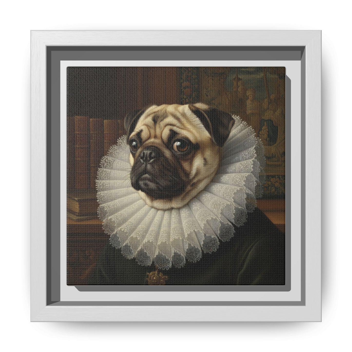 Custom Whimsical Pug Portrait Canvas, Cute Dog Art Print, Pet Lover Gift, Home Decor, Fun Wall Art, Quirky Dog Painting
