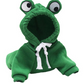 Green frog hoodie with large eyes on a white background