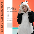 White Black Animal Onesie Halloween Costume for Adults