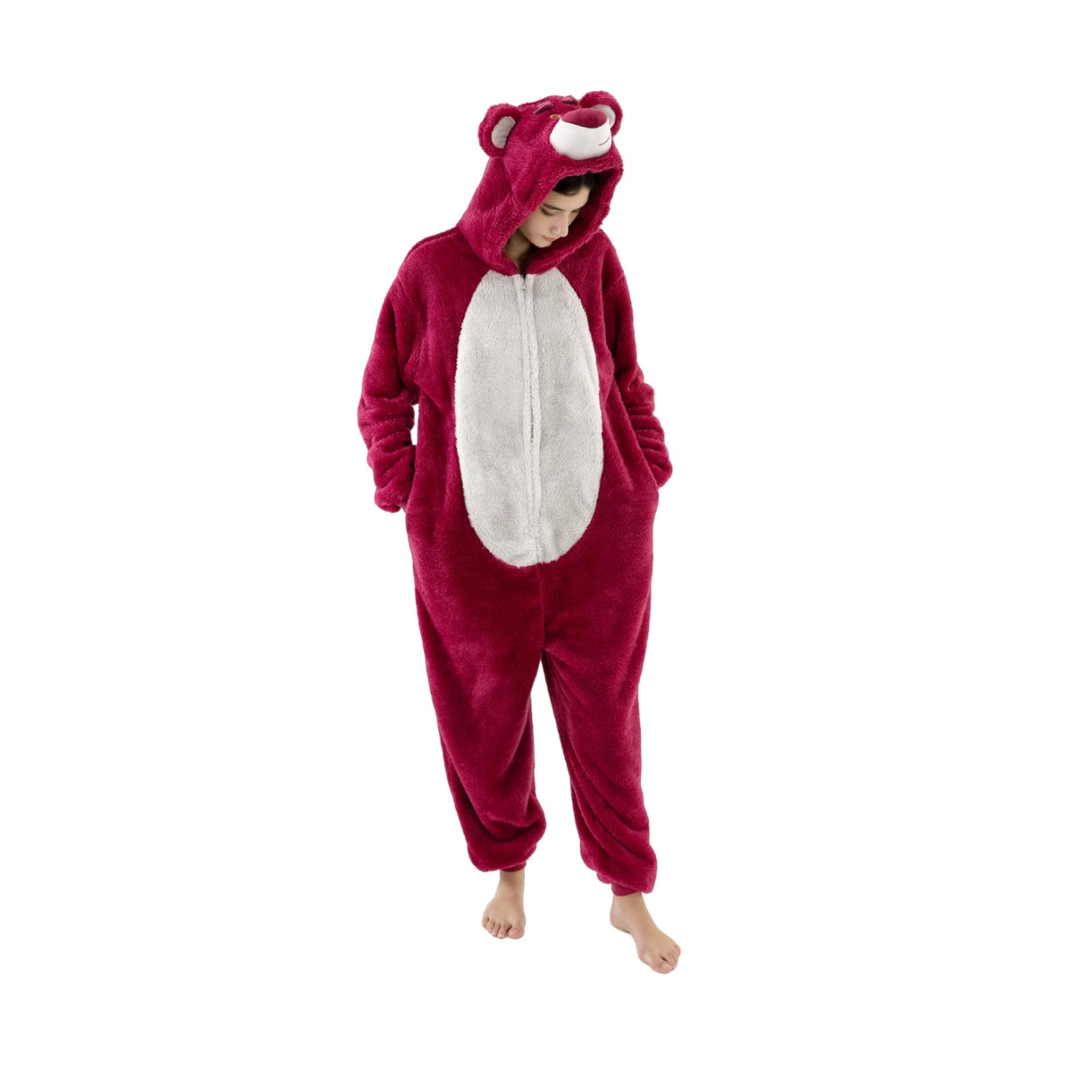 Pink Bear Animal Onesie Halloween Costume for Adults