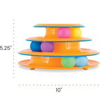 Colorful three-tiered toy with balls on a white background