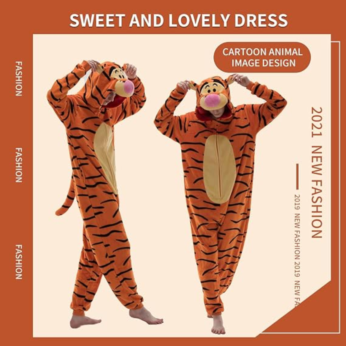 Orange Animal Onesie Halloween Costume for Adults