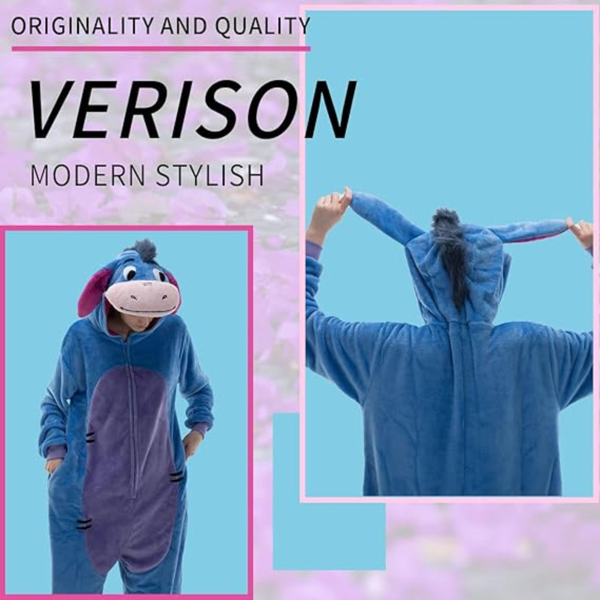 Blue Animal Onesie Halloween Costume for Adults