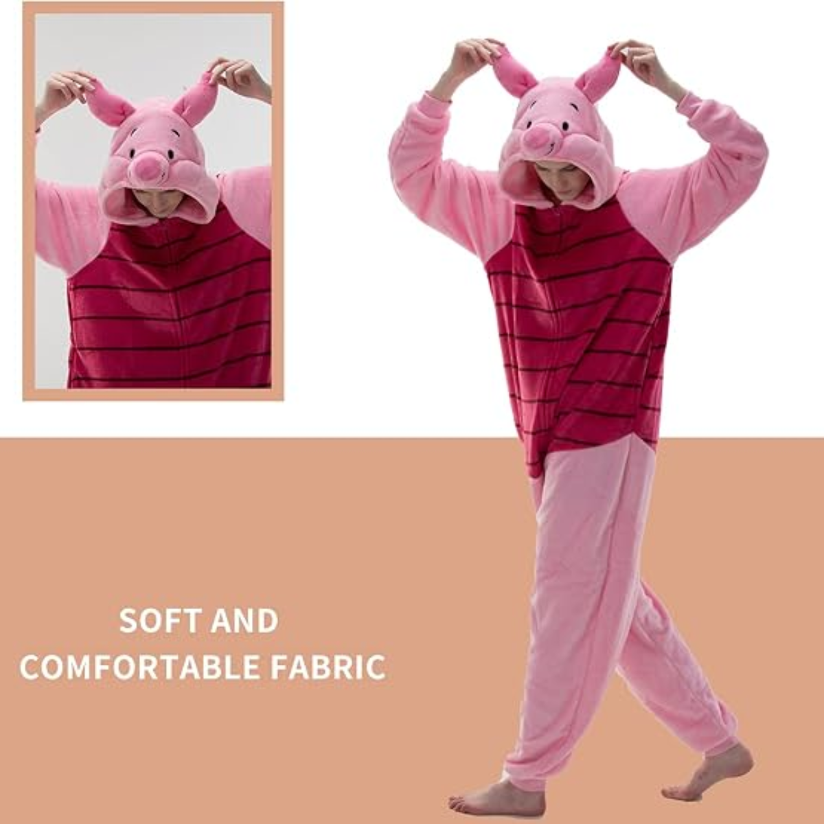 Pink Red Animal Onesie Halloween Costume for Adults