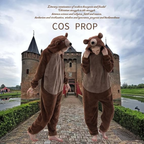 Brown Animal Onesie Halloween Costume for Adults