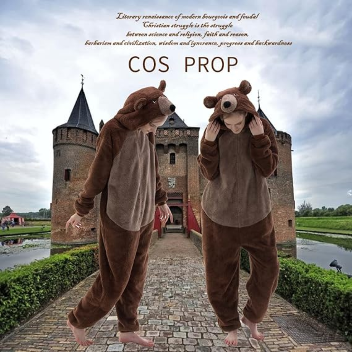 Brown Animal Onesie Halloween Costume for Adults