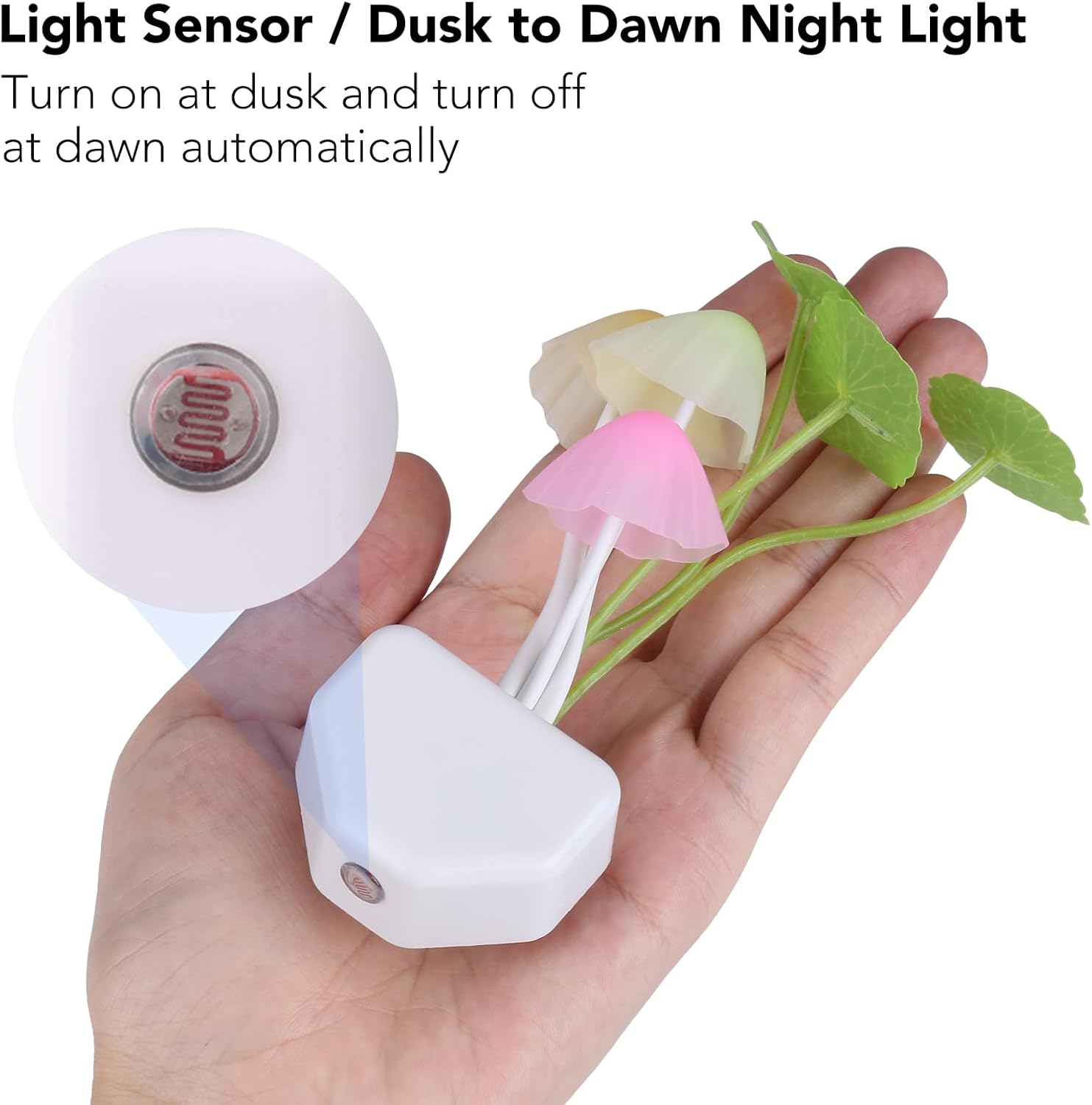 Rienar Sensor Led Night Light, Color Changing Plug-in LED Mushroom Dream Bed Lamp